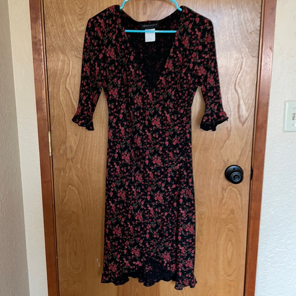 Connected Apparel Wrap Floral Midi Dress